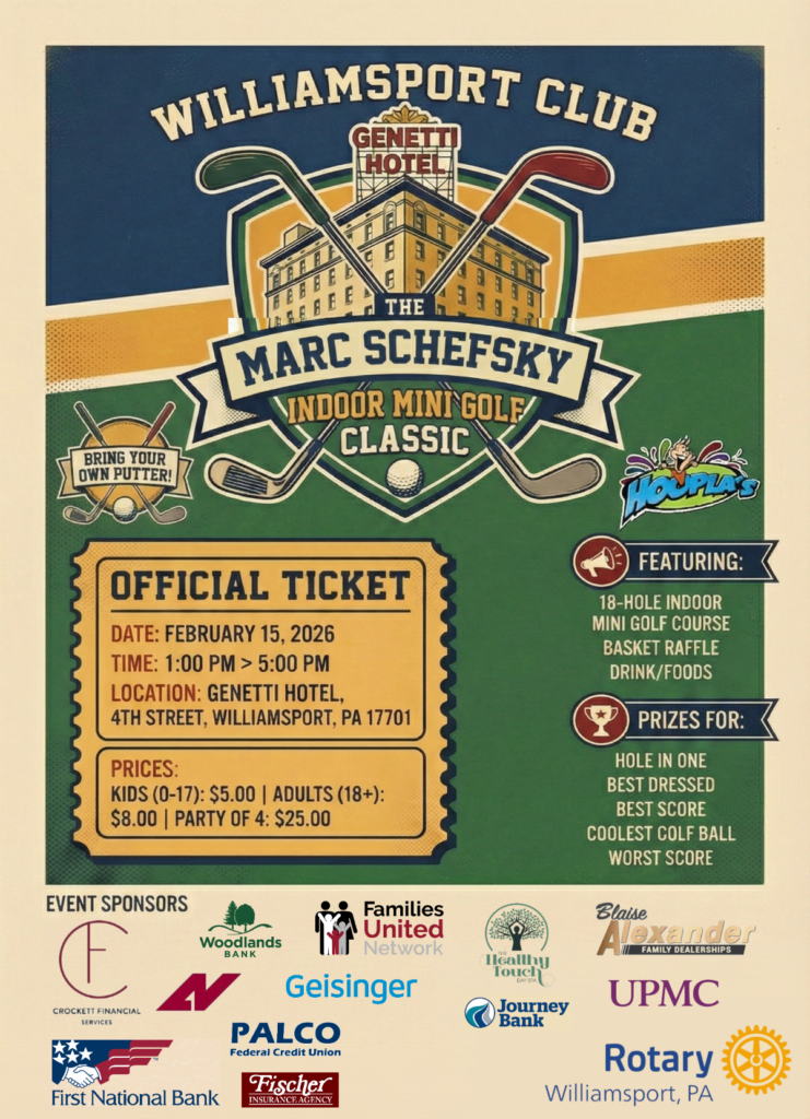 Poster for the Williamsport club indoor mini golf